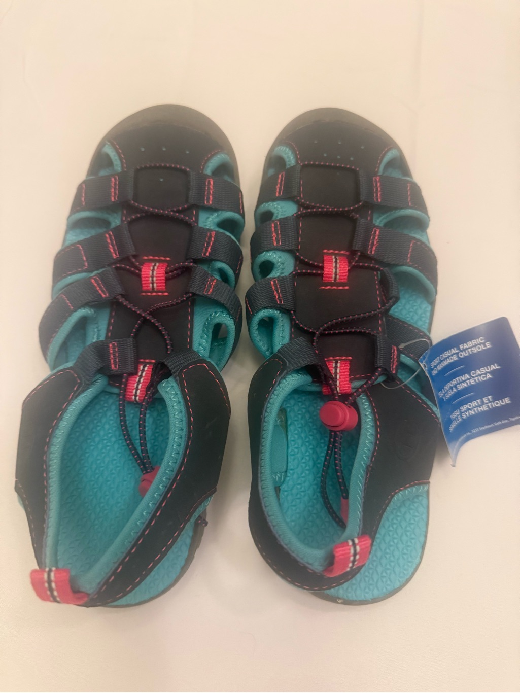 Champion Kids Black And Teal Water Shoes With Pink Accents